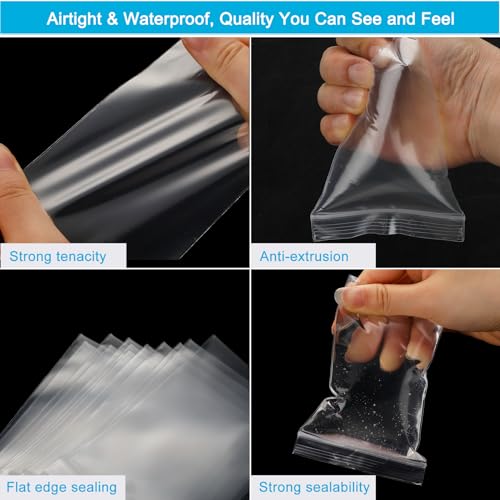 3''x 3'', (Pack of 200) 2 mil Thick Clear Plastic Reclosable Zip Poly Bags with Resealable Lock Seal Zipper, Clear Small Zip Bag, Jewelry Bags, Candy, Storage, Packaging & Shipping - size: 3" x 3"