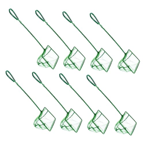 Toddmomy 8pcs Aquarium Fish Net Scoop Set with Fine Mesh Fabric 3-inch Plastic Handle Fish Tank Nets for Small Ponds and Aquariums and Tank Cleaning Accessories