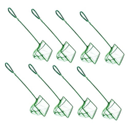 Toddmomy 8pcs Aquarium Fish Net Scoop Set with Fine Mesh Fabric 3-inch Plastic Handle Fish Tank Nets for Small Ponds and Aquariums and Tank Cleaning Accessories