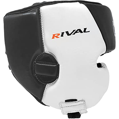 RIVAL Boxing RHG20 Traditional Headgear - Microfiber Inner Lining, Quick and Easy Adjustment, and Dual Density Foam Padding - color: Black/White, size: Medium