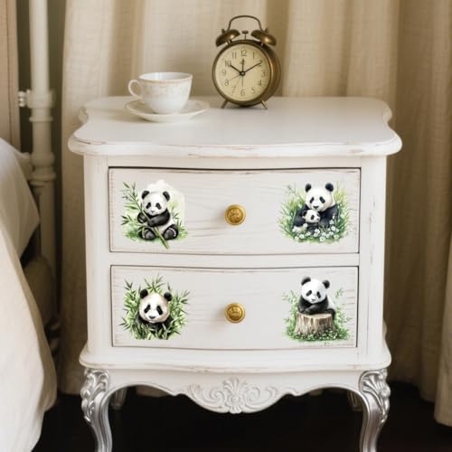 Peacoblue 18 Sheets Rub on Transfers for Crafts, Panda 3.6"x3.9" UV DTF Cup Wraps Waterproof Rub on Cold Transfers Stickers for Wood Glass Metal Cup Tumblers Mirrors Mugs Home Decor - style: Panda