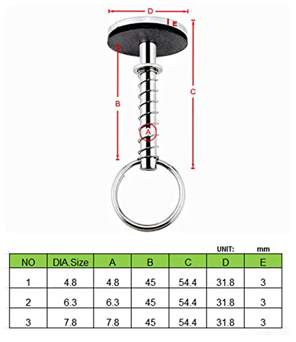 Marine Hatch Cover Pull Handle with Spring Hidden Pin Button for Fishing Boat Yacht ， Stainless-Steel 316 Hatch Cover Pull Lifter & Rubber Gasket and Spring - style: Diameter: 7.8mm
