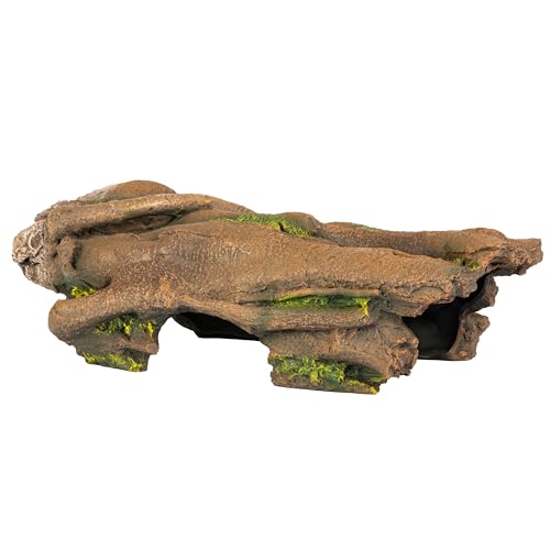 Lizard, Snake or Reptile Hide. Large Hollow Log for Terrarium. Bearded Dragon or Gecko Tank Accessories. Natural Looking Basking Platform, Axolotl, Python Hideout. (XL-Version 2)