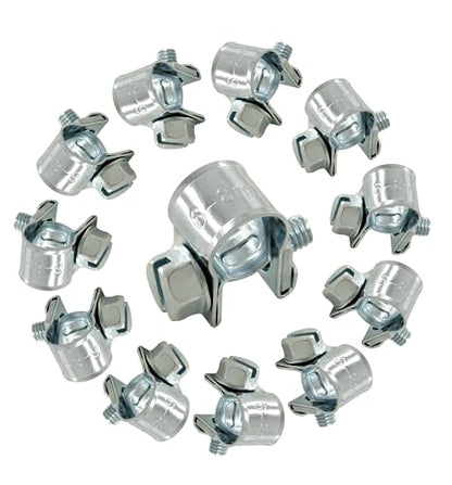 12pcs Gas Line Clamp(6-8mm), Zinc Plated Mini Fuel Hose Clamp Adjustable Tube Clamp for Pipe Fuel Line - size: 6-8mm