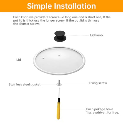 2Pcs Universal Pot Lid Replacement Knobs, Silicone Pan Lid Holding Handles, Heat Resistant and Prevent Static Electricity, Non-Slip Handle for Kitchen Cookware Lids and Covers