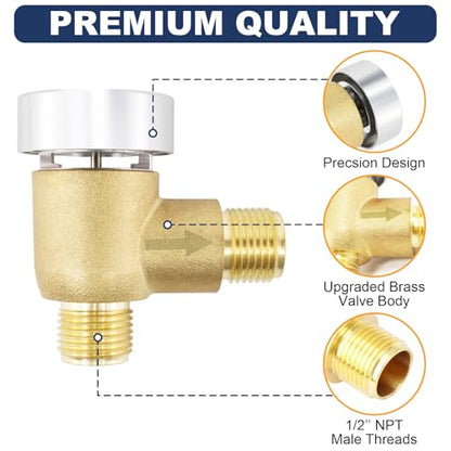 RV Vacuum Breaker Check Valve, Replace Leaking Vacuum Breaker on Black Tank Check Valve for RV Camper Trailer Flusher, 571-VAC-CHK-A Brass Breaker to Improve Freshwater