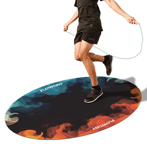 Cheete Jump Rope Mat Large Rubber Exercise Mat Indoor Outdoor Shock Absorbing Mat Non-Slip Oval Design for Floor & Rope Protection, Workout Mats for Home Gym Flooring - color: Red＆Blue