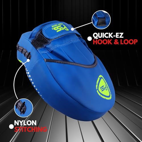 PSS Boxing Focus Pads - Hook & Jab Punch Mitts for MMA, Kickboxing, Karate, Muay Thai, and Taekwondo Training - Hand Target Strike Shield Punching Gloves Pad - color: Blue