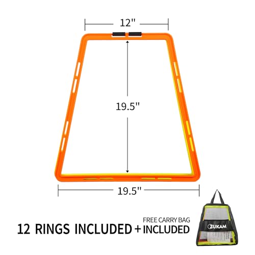 Trapezoid Agility Rings for Speed Training & Agility Footwork Training Speed Hurdles Ladder with Carrying Bag - size: 12 Rings