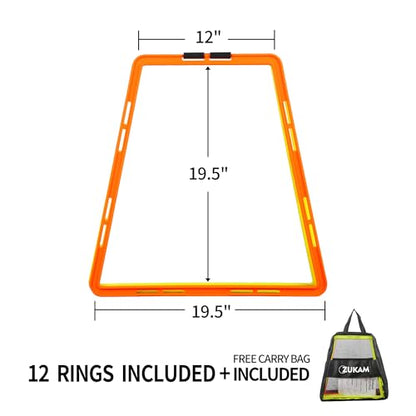 Trapezoid Agility Rings for Speed Training & Agility Footwork Training Speed Hurdles Ladder with Carrying Bag - size: 12 Rings