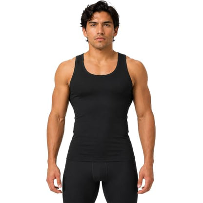 DEVOPS 3 Pack Men's Muscle Dry Fit Compression Tank Top Sleeveless Shirt - color: Black / Olive / Navy, size: Small