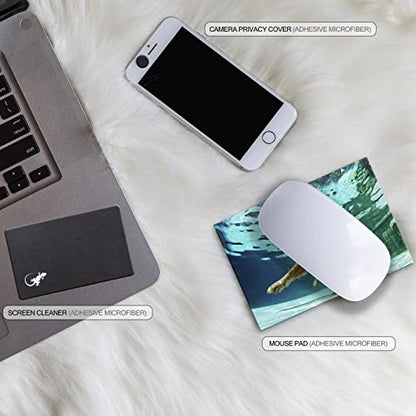 Mouse Pad Adhesive Bottom - Sticks to Any Surface - Portable - Webcam Covers and Screen Cleaner Included (Dog Dive) - color: DOG DIVE
