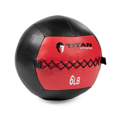 Titan Fitness Soft Leather Medicine Wall Ball Durable, Endurance, Cardio, Core Strength - size: 6 lb