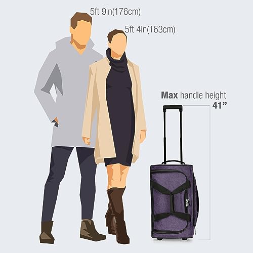 Pacific Gear Duffel Bag with Rolling Wheels - color: Purple, size: 21 inch