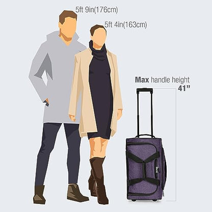 Pacific Gear Duffel Bag with Rolling Wheels - color: Purple, size: 21 inch