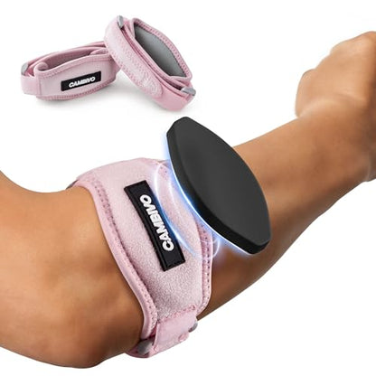 CAMBIVO 2 Pack Tennis Elbow Brace Strap for Tendonitis, Light Pink - color: Light Pink, size: 2 Count (Pack of 1)