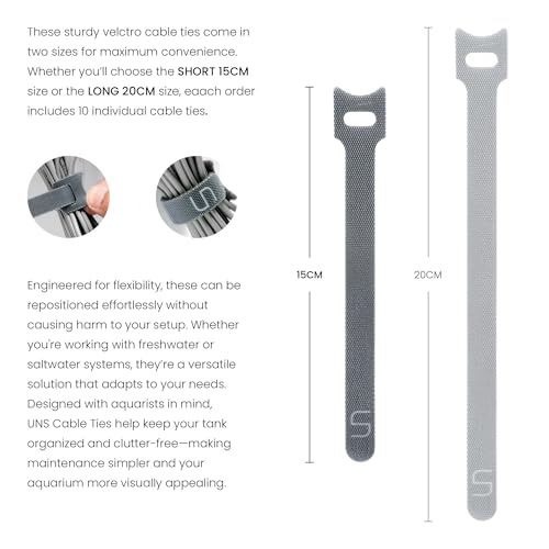 Ultum Nature Systems Cable Ties - Adjustable Durable Sleek Finish Hook and Loop Straps and Cord Organizers for Aquarium Electronics, Office, Home, Computer Accessories, Wire Management – 15 cm