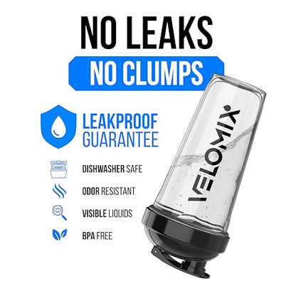 VELOMIX 2 Pack 28oz Protein Shaker Bottle for Protein Mixes, Black/Transpar - color: A1) Black / Transparent