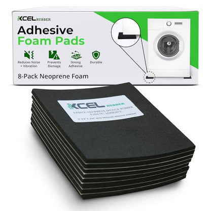 XCEL Neoprene Foam AntiVibration Pads with Adhesive 6" X 6" X 1/4" (8 Pieces)