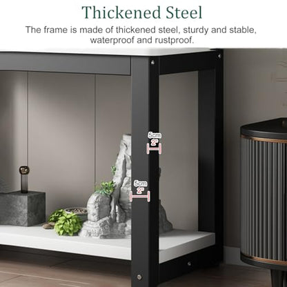 2-Tier Fish Tank Stand Cabinet, Durable Steel Frame Wooden Rack for Reptiles, Versatile Home Storage Shelf & Table Organizer, Stylish Fish Display Furniture