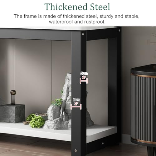 2-Tier Black Fish Stand Display Rack - Versatile Kitchen Cabinet for Large Reptile Terrariums, Aquariums & Home Storage Organizer, Ideal Multi-Use Shelf for Reptile Habitats