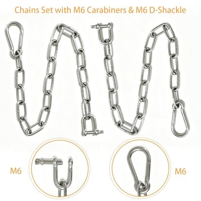 2Pcs 5MMx19.6 in Stainless Steel Chain,Heavy Duty Adjustable Coil Chain Set - color: 19.6 IN, size: 5MM