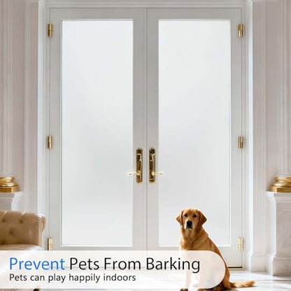 Frosted Window Film, Removable Glass Door Privacy Film, Suitable for Bathrooms, Offices, Static Cling Decorative Film, Reusable Window Stickers (White, 23.6X196.9 Inch)