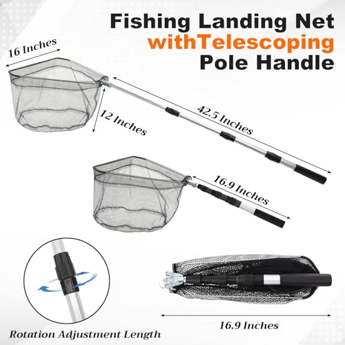 14 Pcs Fishing Tool Kit, Fishing Pliers, Retractable Landing Net, Lip Gripper, Fillet Knife, Digital Scale, Hook Remover, Scaler, Braid Scissors, Sharpener, Tool Retractor Accessories