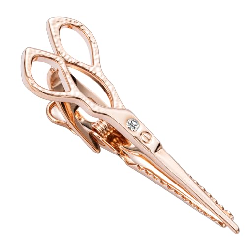 HAWSON 2/2.2 Inch Various Tie Clips for Men Unique, Personalized Novelty Tie Bars Pins Tacks, Funny Theme Wedding Holiday Gifts for Husband Groomsmens - style: Rose Gold Barber Scissors