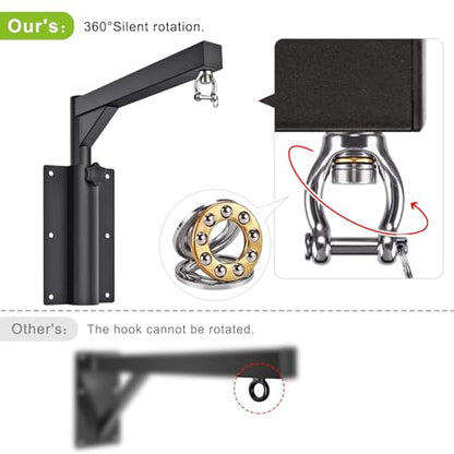 SELEWARE Wall Mount Heavy Bag Hanger Heavy Duty Punching Bag Hanger - color: 17" with Adjustable Angle & Height