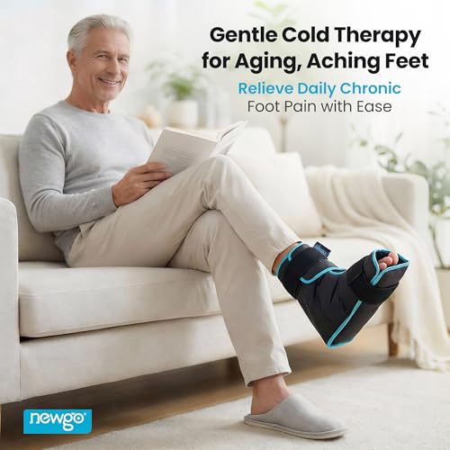 NEWGO Foot Ice Pack Wrap, Cold Compression for Plantar Fasciitis, Black | 360° Full Coverage Gel Ice Boot, Reusable For Heel & Ankle Pain, Swelling, Achilles Tendonitis, Sprains - color: Black