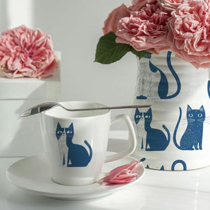 SUPERDANT 5PCS Cartoon Cat Underglaze Paper Transfer Animal Transfer Paper for Clay Ceramic Porcelain Under Glaze Transfers for Pottery Enamel Decals Blue Underglaze Decal Papers Handcrafted Gifts - style: Cartoon Cat