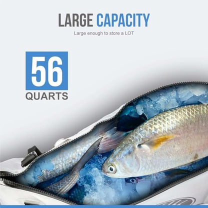 Gusseted Insulated Fish Cooler - Zipper Waterproof Nylon Bag - Portable and Leakproof With Heavy Duty Handles for Travel, Outdoor, Fishing - size: 36 x 18 Inch