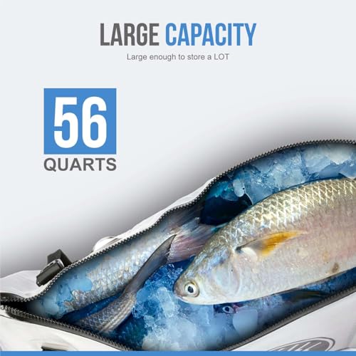 Gusseted Insulated Fish Cooler - Zipper Waterproof Nylon Bag - Portable and Leakproof With Heavy Duty Handles for Travel, Outdoor, Fishing - size: 36 x 18 Inch