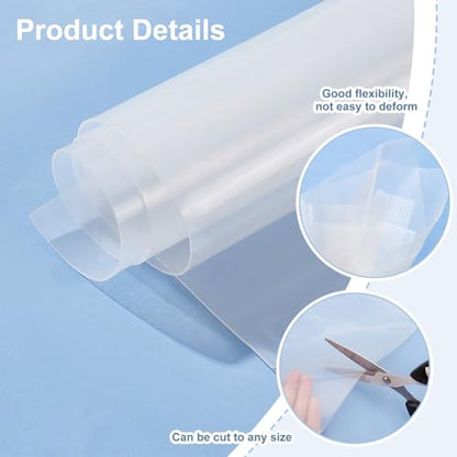BENECREAT 14.88x12.4inch Ultra Thin Silicone Rubber Sheet, 0.5mm Thick Waterproof Silicone Mats, Clear Desktop Protector Pad for Heat Insulation Tabletop Protection