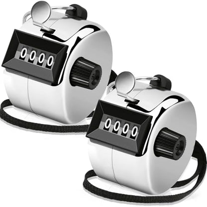 Decymis 2 Pack Clicker Counter, Metal Hand Tally Counter Clicker, Silver