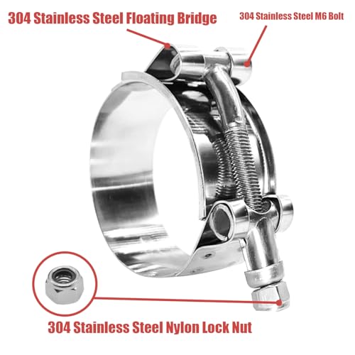 BOTTEN 4 Pack 1.5" T-Bolt Hose Clamp, Clamp Range 44-50mm for 1.5" Hose ID, hose clamps Stainless Steel, heavy duty,radiator hose clamps