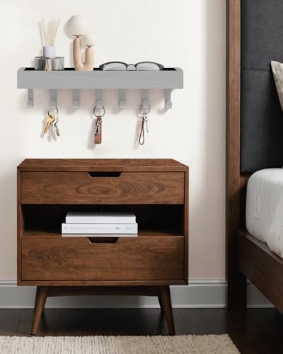 Key Holder Wall Mount Magnetic Adhesive - Key Hooks Rack with shelf - color: Gray, size: Large
