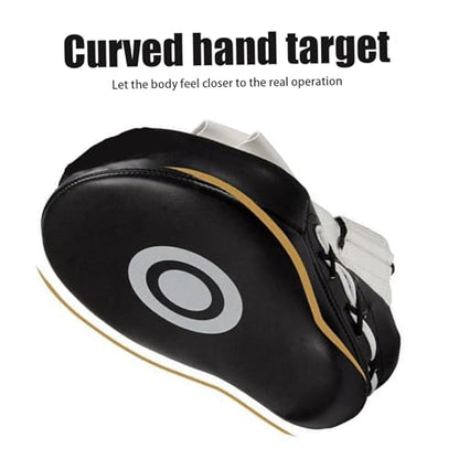 Curved Focus Boxing Punching Mitts, Leatherette Training Target Hand Pads for Karate, Muay Thai Kick, Sparring, Dojo,