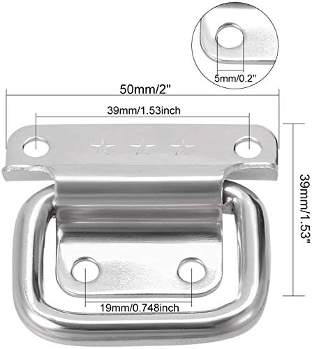 XMHF 2 Inch Pull Ring Handle Stainless Steel Foldable Boat Hatch Latch Cabinet Lifting Ring Pull Handle - Pack of 2 - size: 2 Inch
