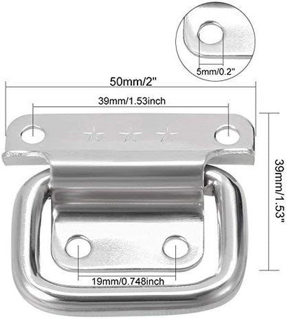 XMHF 2 Inch Pull Ring Handle Stainless Steel Foldable Boat Hatch Latch Cabinet Lifting Ring Pull Handle - Pack of 2 - size: 2 Inch