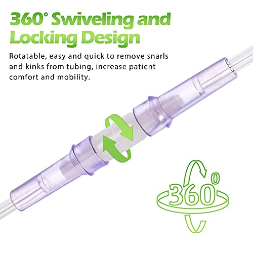 Oxygen Tubing Swivel Connector - 10 PCS Cannula Connectors, Avoid Tube Tangles (Male to Male)