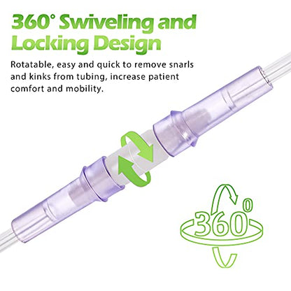 Oxygen Tubing Swivel Connector - 10 PCS Cannula Connectors, Avoid Tube Tangles (Male to Male)