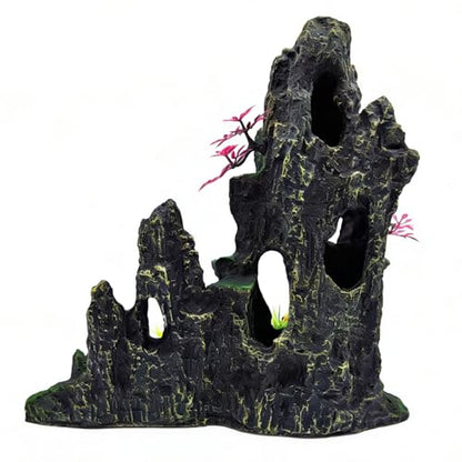 Large Aquarium Decoration, Artificial Mountain View Fish Tank Decoration, Very Suitable for Aquatic Pets Such as Fighting Fish and Ornamental Fish to Hide and Explore -10.5 inches high