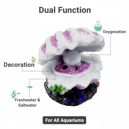 Fish Tank Bubbler Decorations,Mini Cute Pink Shell Decor,Aquarium Decor with Air Stone for Small Fish Tank Bubblers