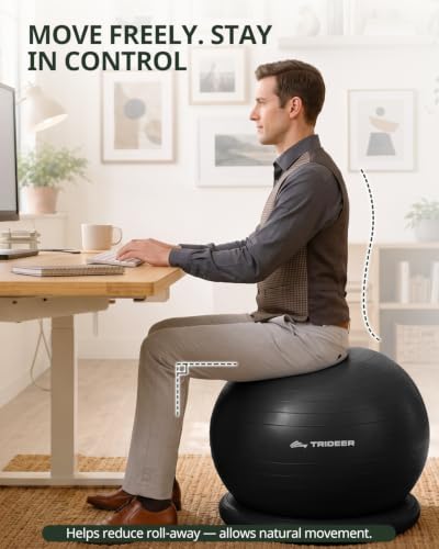 Trideer Exercise Ball Chair – Yoga Ball Chair for Office, Pregnancy & Home - color: Black, size: L(23-26inches/58-65cm)