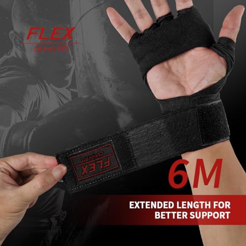 Flex Boxing Hand Wraps - 236 Inch/6M Extra Long for Premium Protection and Ultimate Performance - color: Black