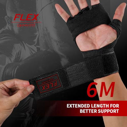 Flex Boxing Hand Wraps - 236 Inch/6M Extra Long for Premium Protection and Ultimate Performance - color: Black