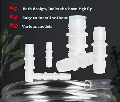 80Pcs Hose Barb Fitting, Pipe Connector Joint Splicer Mender Adapter Union for Aquarium Adapter Gas Liquid Air, for Hose ID 5/32",7/32",3/16",5/16",7/16",1/8",3/8",5/8",1/4", 3/4", 1/2",1" (12 sizes)