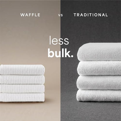 S&T INC. Aura Waffle Bath Towels, 4 Pack, 30" x 60", White - color: White